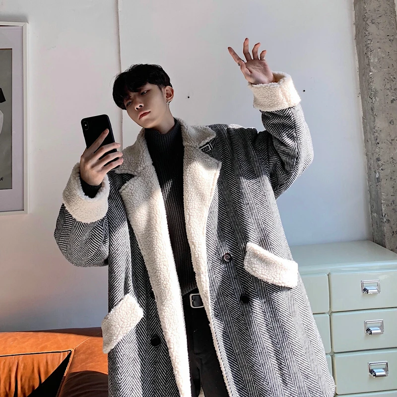 

Winter Men's Thickening Lamb Comfortable Long Cotton-padded Clothes Loose Coat Male Parkas Casual Keep Warm Snow Jackets M-2XL