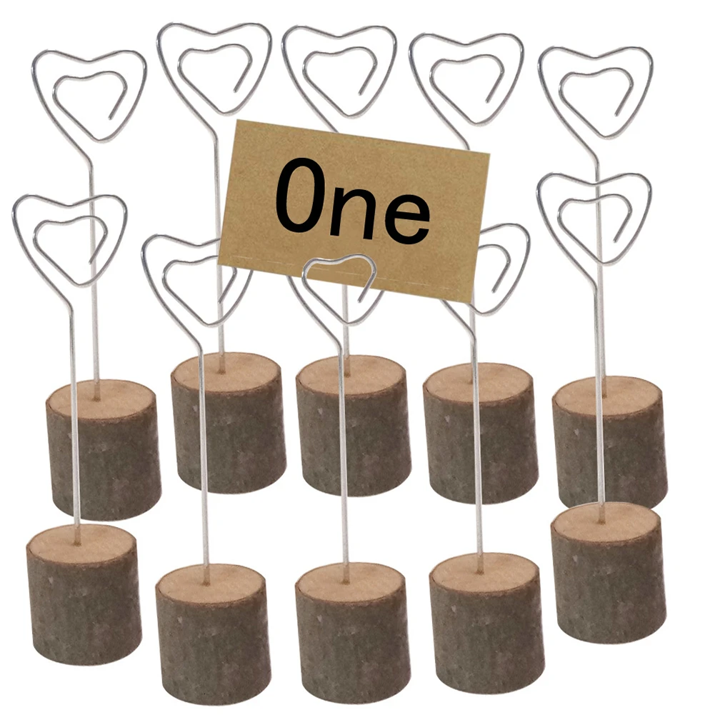

10Pcs/set Place Card Holder Wood Pile Clips Holder Table Number Photo Holder Number Name Clips Base Wedding Party Decoration