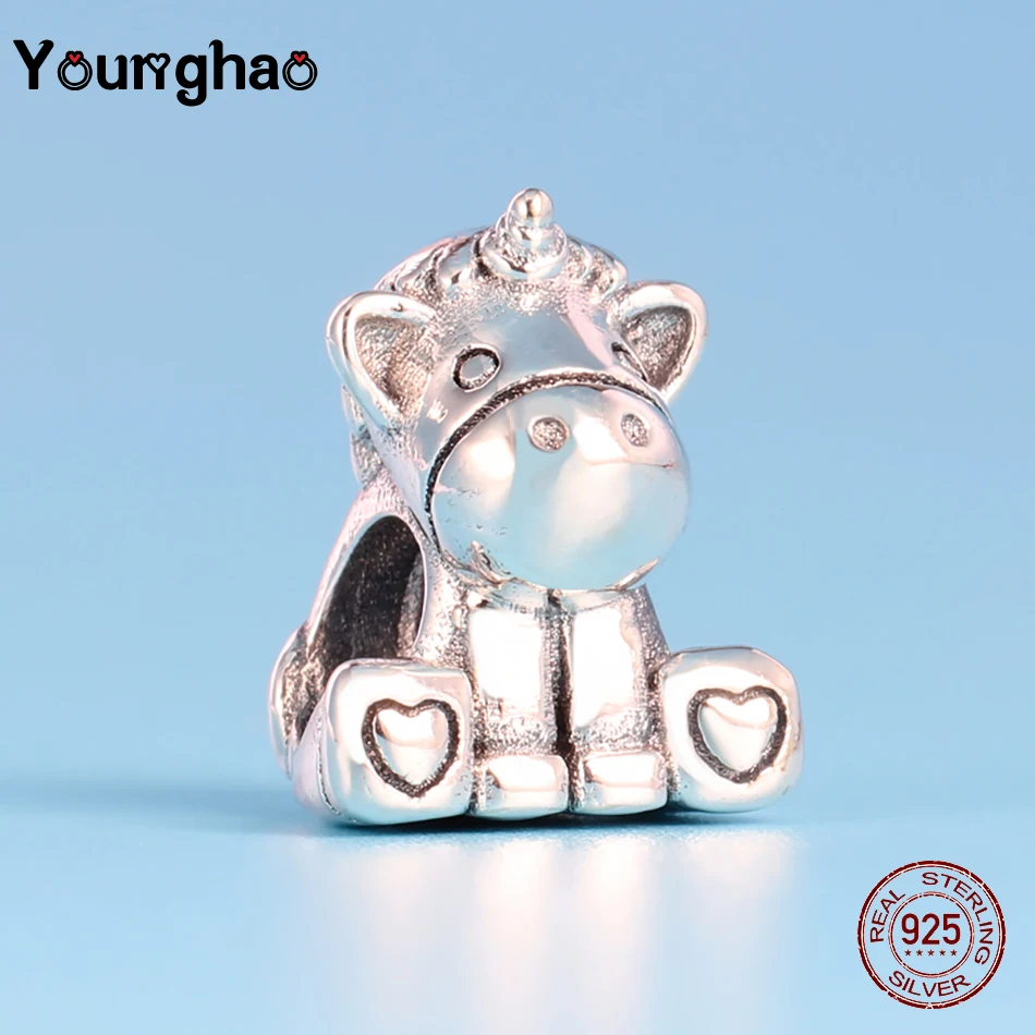t-bd-2772-silver Younghao Настоящее 925 пробы Серебряное кольцо Сумочка поросенок Кролик Форма Pulsera милые животные Бусины Подходит Pandora браслет хорошее ювелирное изделие - Цвет: t-bd-2772-silver