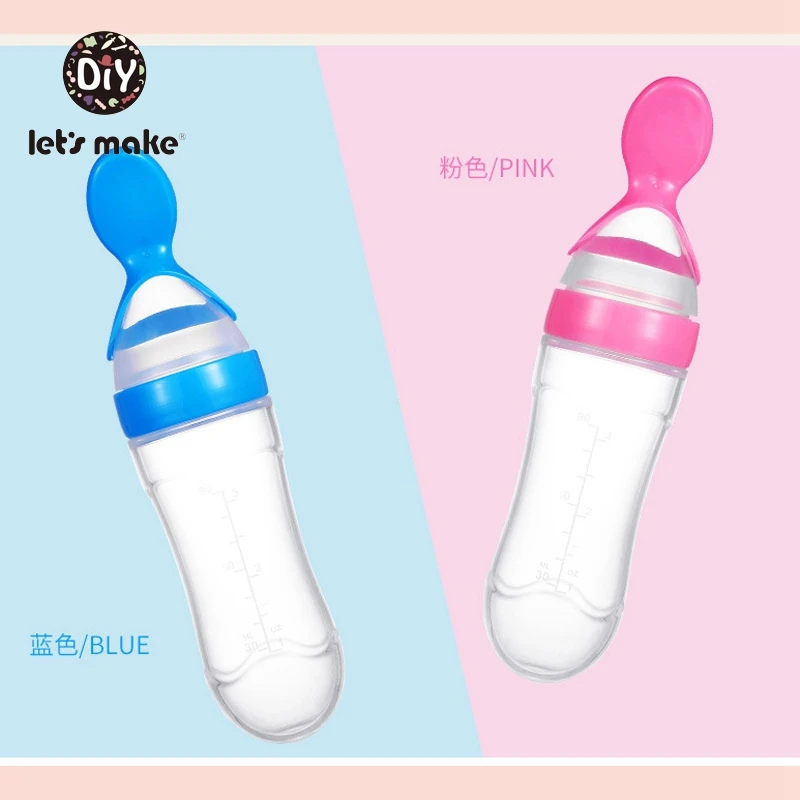 Let's Make Baby Training Rice Spoon Baby Squeeze Feeding Bottle Tableware Tool 90ml Safe Food Grade Silicone Children Dinnerware