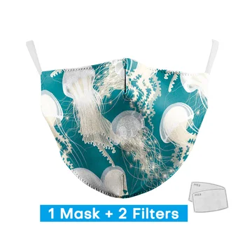 

Fashion Anti-Dust Printed Fabric Masks Washable Reusable Protective pm2.5 Masks with 2 Free filters Adult Unisex Mouth Masks