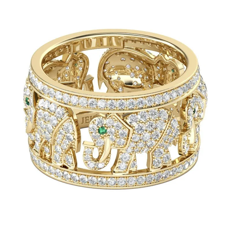 Classic Luxury Fashion Gold Color Full Zirconia Crystal Lovely Elephant Animal Female Ring for Women Party Jewelry Accessories - Image 2