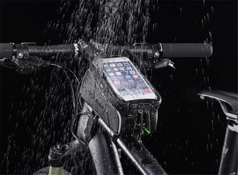 Велосипедные Сумки ROCKBROS MTB, для шоссейного велосипеда, водонепроницаемые, с сенсорным экраном, для велоспорта, на передней трубке, каркасные сумки, 6,0 дюймов, чехол для телефона, Аксессуары для велосипеда