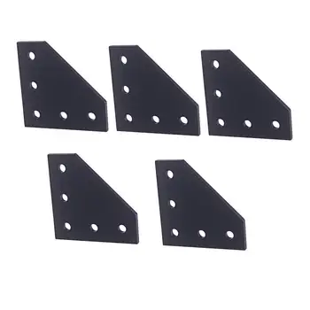

5PCS 3D Printer 90 Degree 60 x 60 x 4MM L Shape with 5 Hole Black Joining Plates for CNC 2020 V-Slot Aluminum Profiles