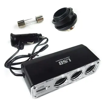 

Car One Drag Three Cigarette Lighter 12V With USB Interface Charger One Drag Three Car Power Distributor