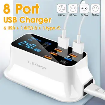 

Portable LCD Display Screen Desktop Phone Charger QC3.0 Smart 8-Port USB Fast Charger Intelligent Power Off Protection Charger