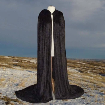 

Black Velvet Cape Adult Halloween Velvet Cloak long coat Costume Knight Cloak Full Length Hooded Cloaks Cape Coat