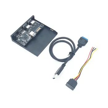 

33S50-RTK 3 in 1 Card Reader USB 3.0 Front Panel Media Type-C Dual USB 3.0 Port Hub Dashboard PC Front Panel with Power Cable