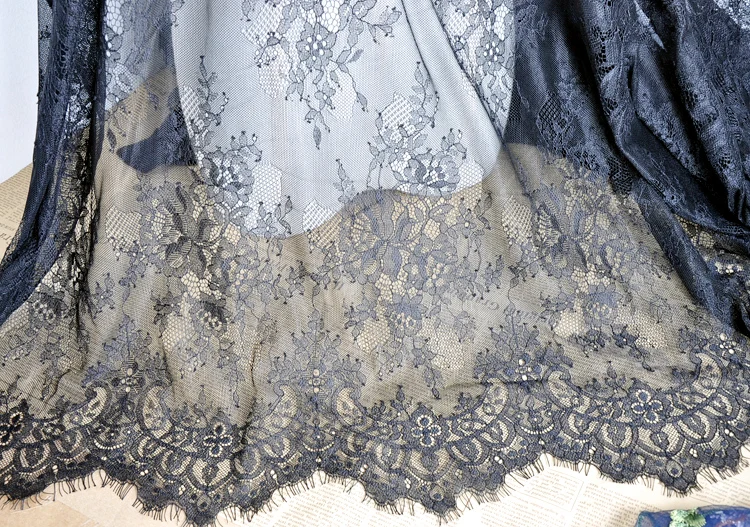 

Black and white lace fabric for eyelashes, hollow eyelashes and beards, clothing accessories, skirt lace, 3 meters each