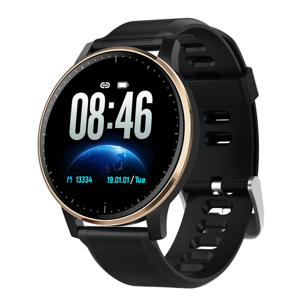 Gold black silicone Трекер активности, умные часы для мужчин и женщин, умный Браслет, Bluetooth соединение, Android телефон, iphone Q20, часы PK, huawei, часы GT 2 - Цвет: Gold black silicone