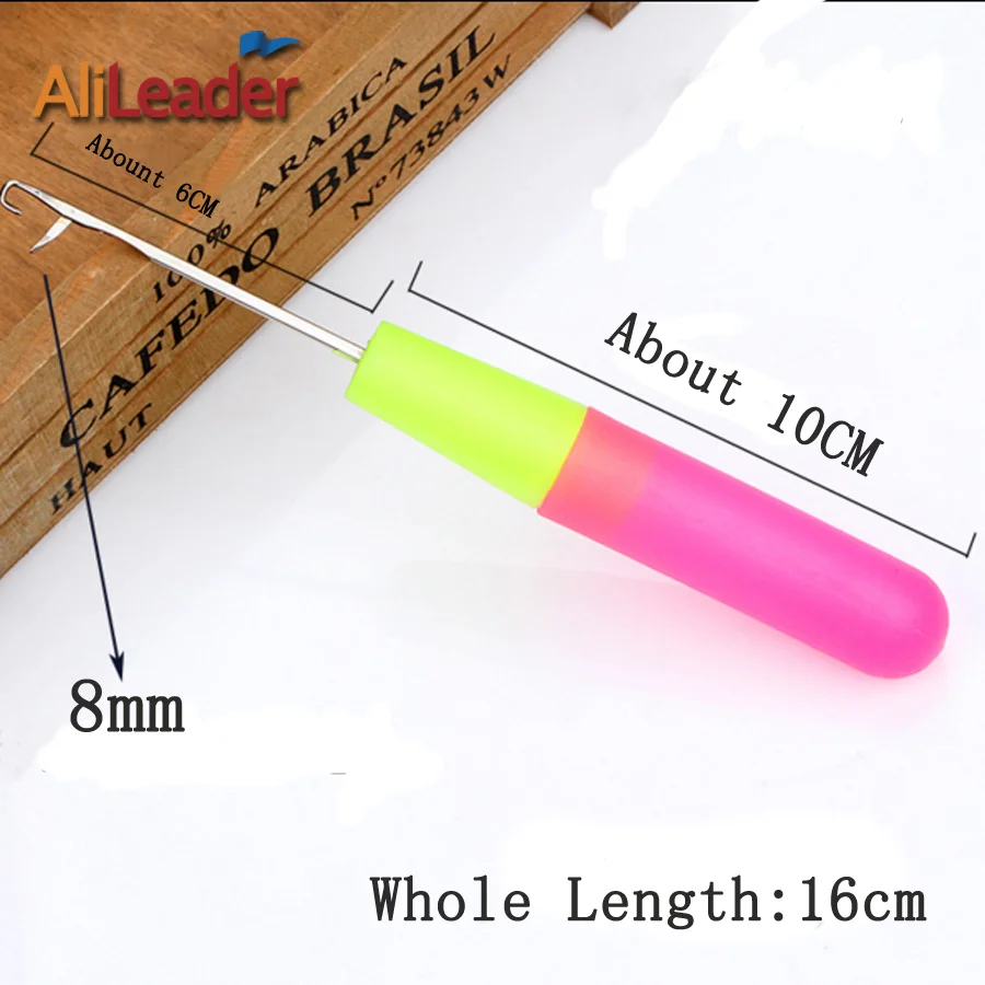 one plastic hook Leeons Высокое качество Бамбук/Пластик крюковые иглы Инструменты для завивки волос крючком 1/2/3 головы иглы для плетения волос дреды Твист волос - Цвет: one plastic hook