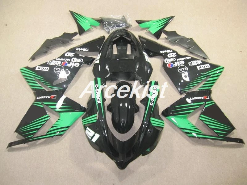 Пользовательский стиль ABS обтекатель комплект подходит для kawasaki Ninja ZX10R 2004-2005 04 05 10R bodyкомплект кузова зеленый черный холодный