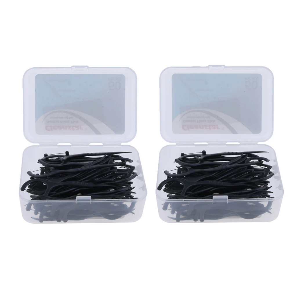100Pieces Bamboo Charcoal Floss Flosser Toothpicks Stick Interdentl Sticks | Бытовая техника