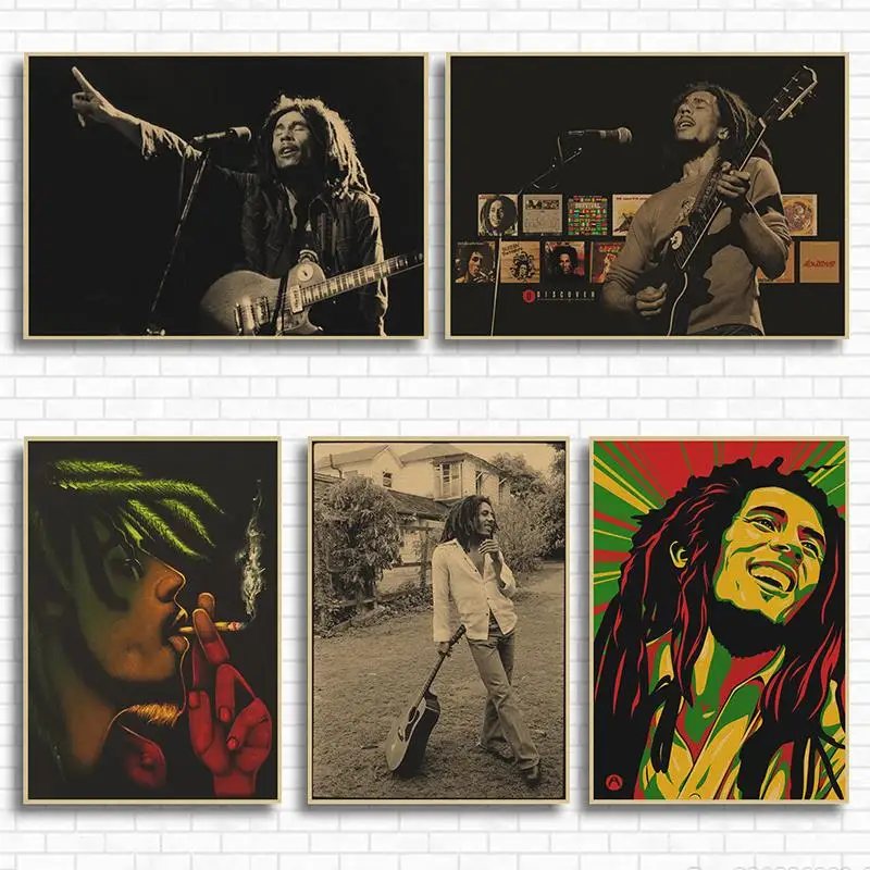 Cartel Vintage clásico de Rock Reggae, para el hogar, decoración de pared, pegatina, Bob Marley