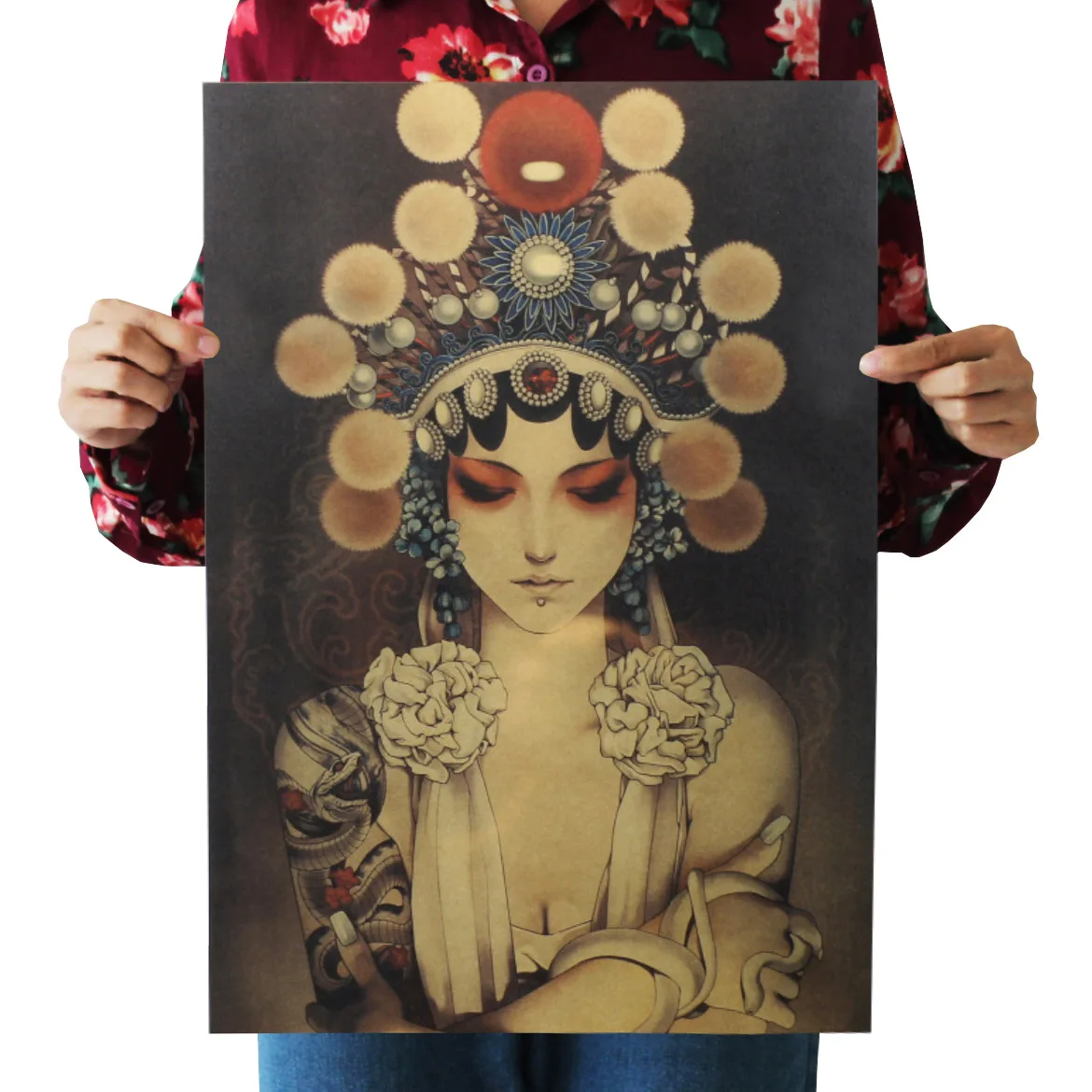 

[G129] Beauty Facial Makeup Retro Kraftpaper Poster Indoor Bar Cafe Decorative Painting