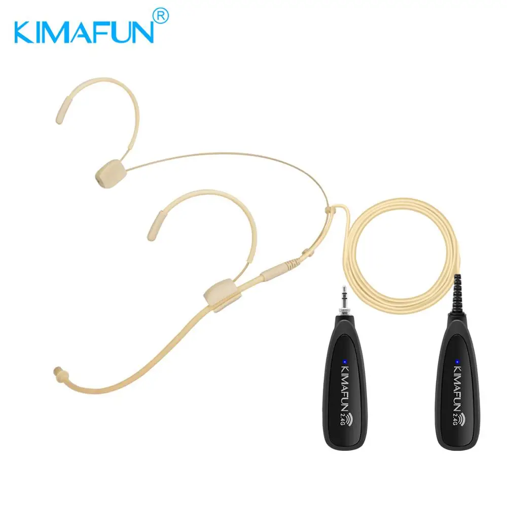Профессиональные микрофоны KIMAFUN 2 4G беспроводная гарнитура с микрофоном