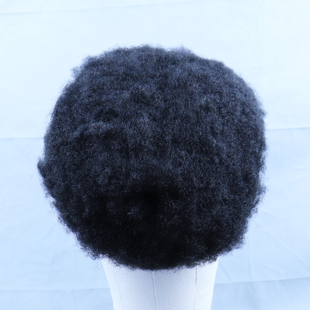YY парики# 1B натуральный черный афро кудрявый вьющиеся парик из человеческих волос для Для мужчин 8x10 швейцарский шнурок с ПУ Волосы remy заменить Для мужчин t Системы 6 дюймов