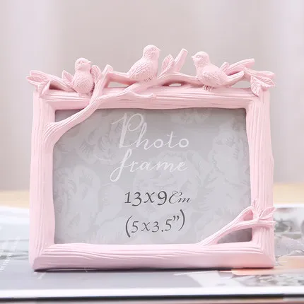 Pink Horizontal Ретро украшения ремесла фоторамка креативная смола птица и дерево фоторамка винтажная фоторамка свадебный домашний декор украшения подарок - Цвет: Pink Horizontal