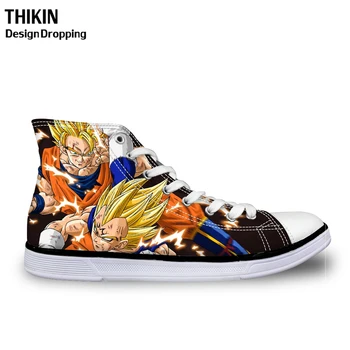 

THIKIN 2019 Dragon Ball Z Print Men Shoes High Top Canvas Shoes Boys Vulcanize Shoe Fashion Cartoon Classic Sneaker Shoes Man