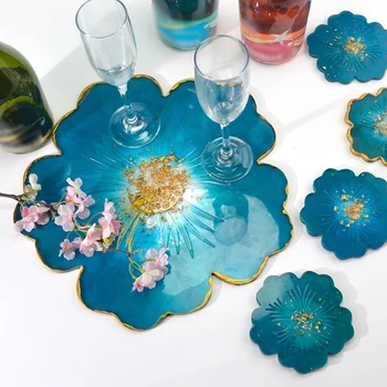 

2Pcs/Set DIY Flower Shape Coaster Pad Casting Silicone Mould Crafts Decorations Making Tools Crystal Epoxy Resin Mold