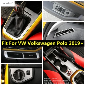 

Lapetus Stainless Steel Accessories For VW Volkswagen Polo 2019 2020 Middle Air AC Outlet / Window Lift Button Cover Kit Trim