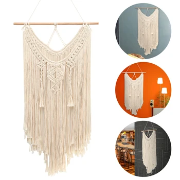 

Macrame Woven Wall Hanging Boho Chic Bohemian Room Geometric Tapestry Art Beautiful Apartment Dorm Room Decoration