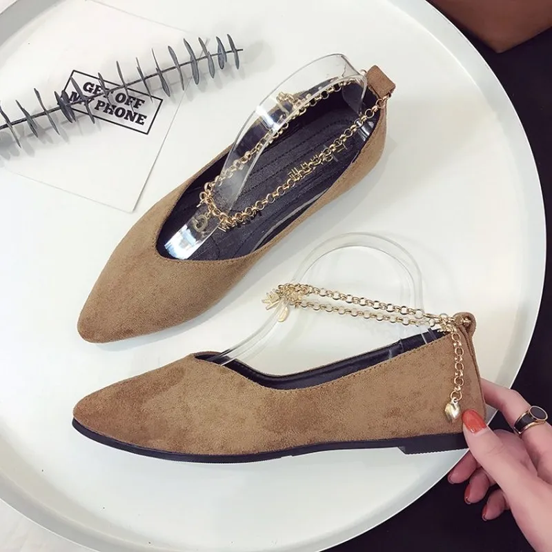 

2020 Single shoes female pointed thick spring new fashion casual shoes Korean version of the wild word buckle suede J15-72