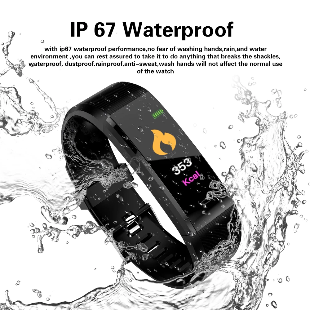 Умный Браслет IP67 Водонепроницаемый фитнес-трекер Шагомер сна монитор сердечного ритма умный Браслет для Android IOS
