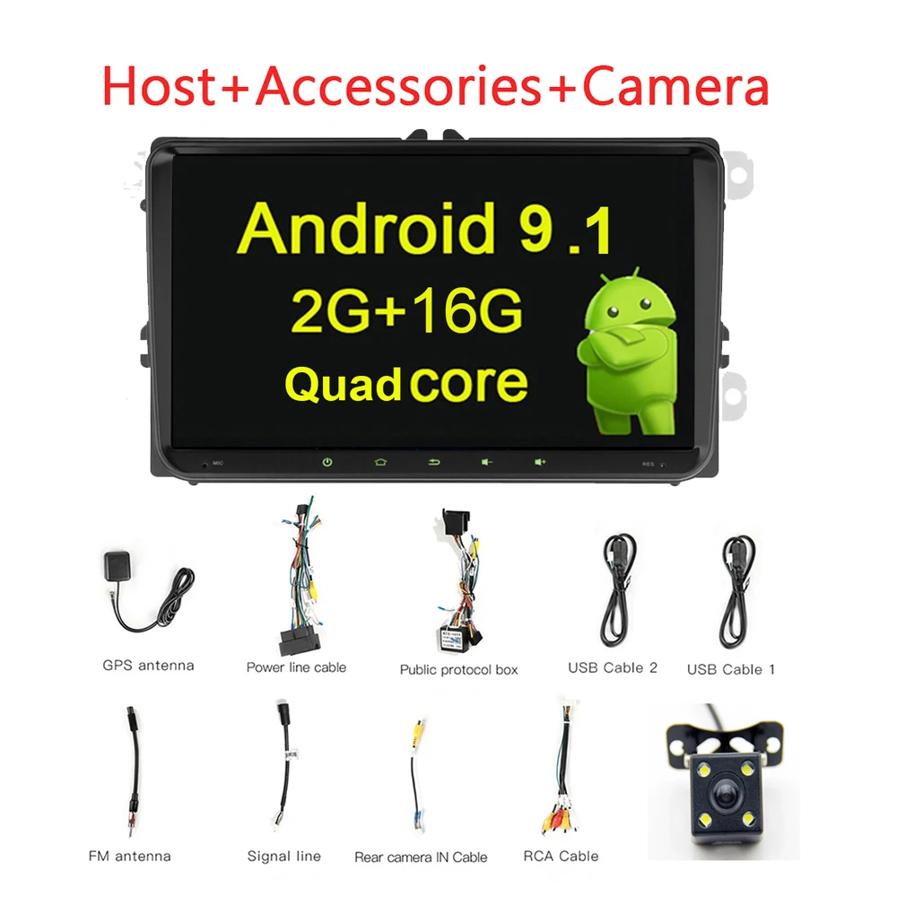 2 16G cam " Android 9,1 Автомагнитола для Фольксваген Пассат MK5 MK6 Tiguan Jetta Touran GOLF Polo Автомагнитола для автомобиля gps видео плеер - Цвет: 2 16G cam