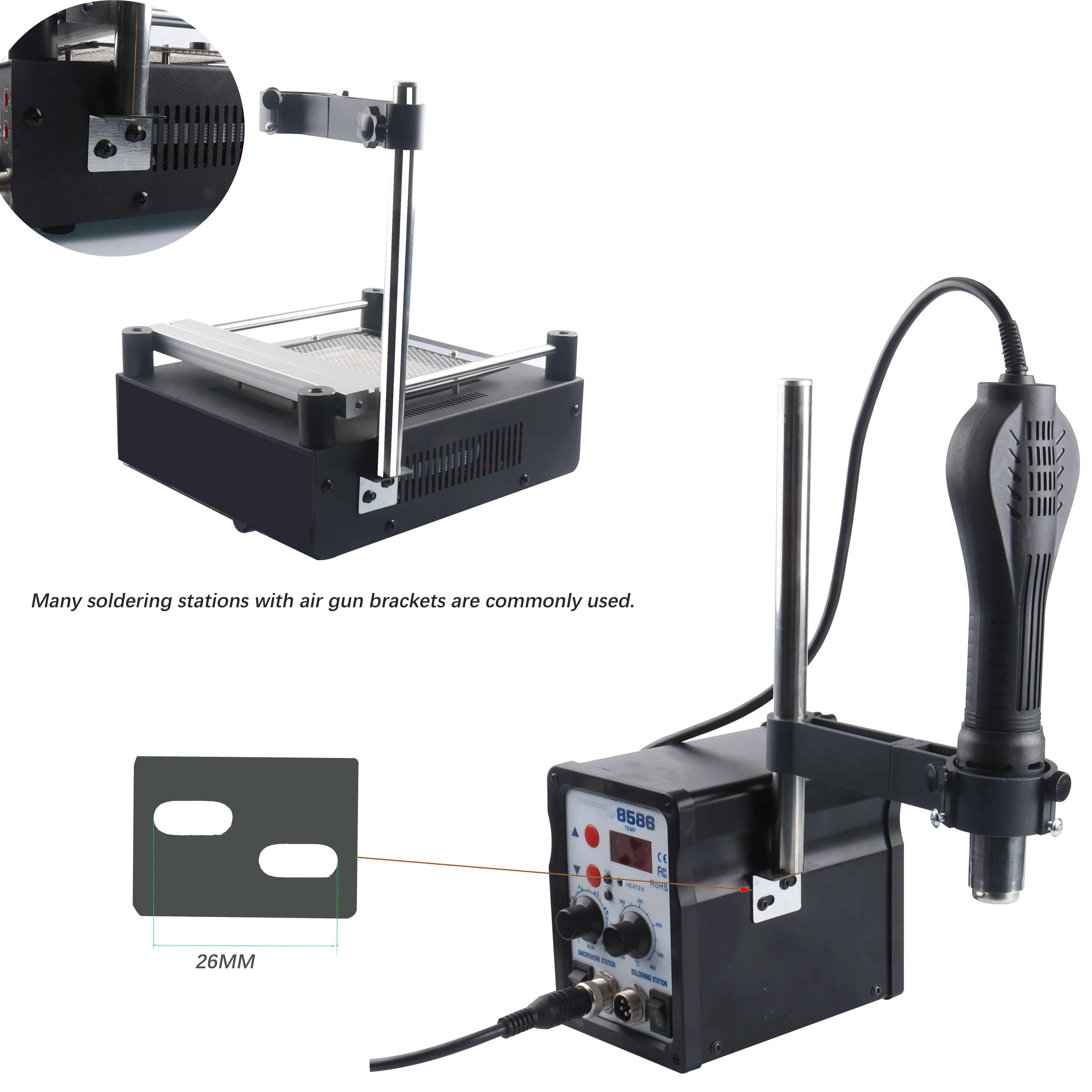 UUH Soldering Station Air Gun Bracket Universal 360 Degree Universal Bracket for 8586 858 909d 8786D