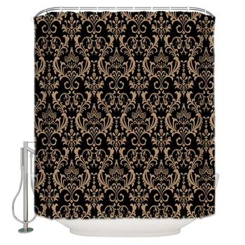 

Black Classic Floral Pattern Bathroom Accessories Shower Curtain Liner Shower Curtain Sets Shower Curtains Childrens Unique