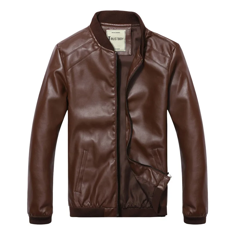 

Spring And Autumn Thin Men Baseball Collar Locomotive PU Coat Slim Fit Large Size Convention Leather Jacket Men's
