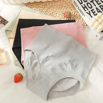 

High Waist Women Seamless Panties Autumn Winter Honeycomb Warm Palace Ladies Briefs Double-layer Cotton Crotch Hip-lifting Panty