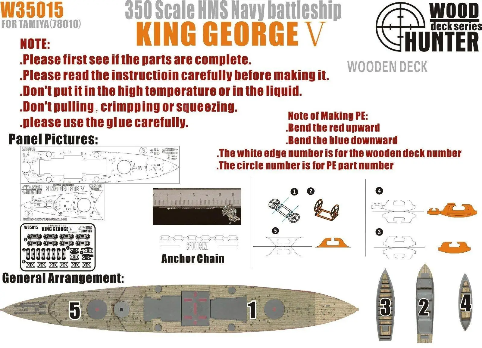 Hunter 1/350 W35015 Ponte In Legno Hms King George V Per Tamiya Di Alta Qualità