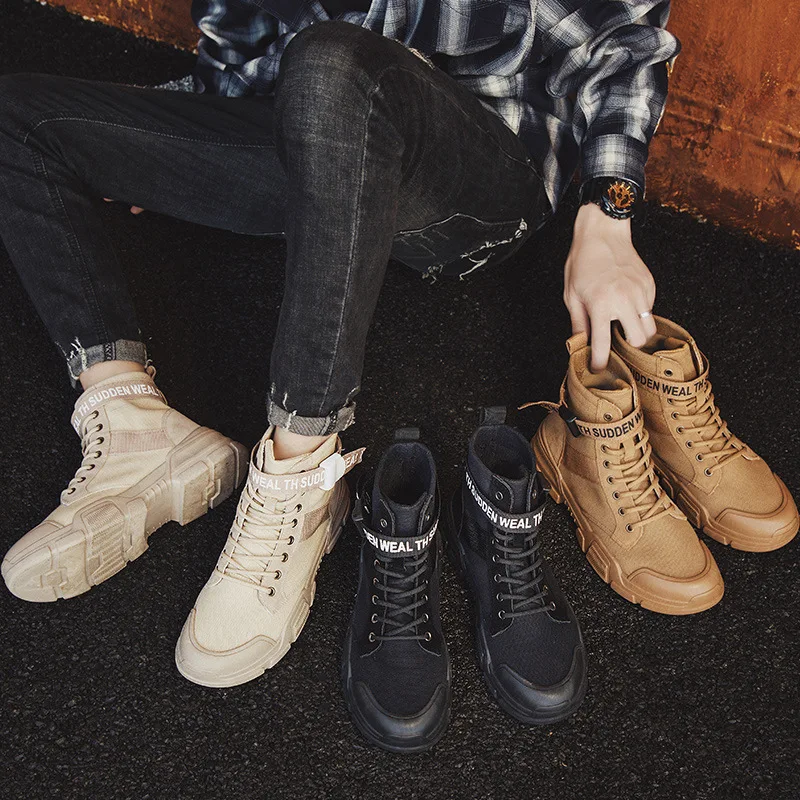 

2019 Autumn And Winter New Style Canvas Martin Boots Men Outdoor Worker Boot Versatile Casual Mid-top Buckle Short Boots MEN'S S