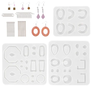 

203Pcs Silicone Earring Pendant Mold Necklace Jewelry Resin Mould Casting Tool Baking Tools Non-stick Silicone Cake Mold Jelly A