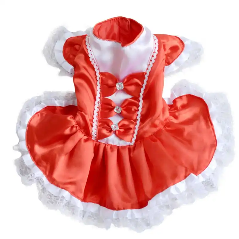 Verano Vestido De Gato Rojo Azul Bowknot Perro Vestidos De Boda Fiesta Traje De Criada Falda Para Mascotas Ropa De Cachorro Para Perro Pequeno Aliexpress