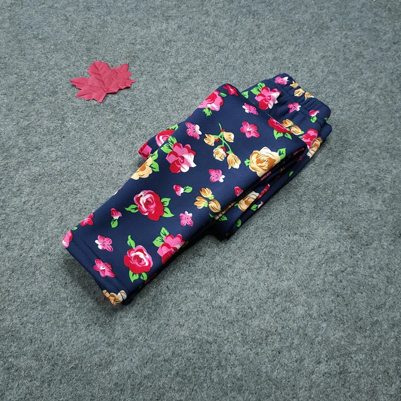 big Red flower Новинка года; детские леггинсы теплые вельветовые брюки; сезон осень-зима детские брюки с цветочным От 2 до 11 лет в стиле ретро - Цвет: big Red flower