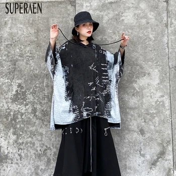 

SuperAen Hooded Women's Fashion Sweatshirts Pluz Sized 2020 Spring and Autumn New Hoody Wild Cotton Sweatshirts Female Tops