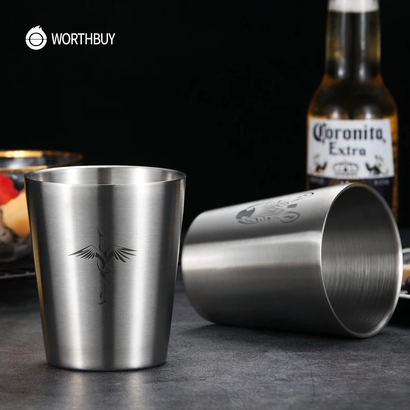 WORTHBUY пивная кружка с милым узором, 304 нержавеющая сталь, кофейная кружка с двойной стенкой, кухонная посуда для напитков для детей, пивная чашка для молока воды