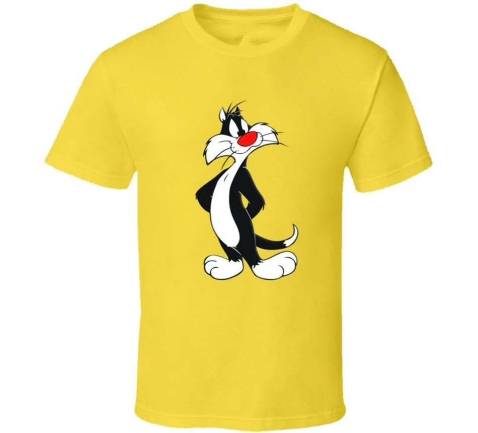 Sylvester &amp Tweety Looney ttes Классическая Ретро винтажная мультяшная Футболка желтая