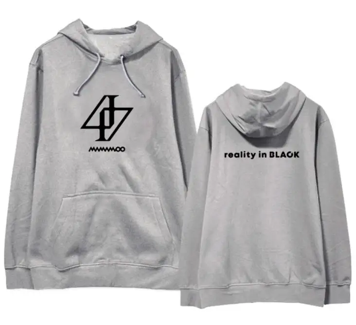 fleece Mamamoo альбом реальности в черном же печати Свободные толстовки kpop унисекс флис/тонкий пуловер Толстовка 4 цвета - Цвет: fleece