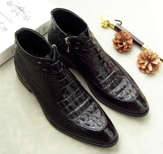 Модные мужские Ботильоны на молнии шнуровке 2 цвета модельные туфли из