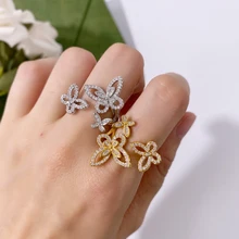 

2021 Trend Hot Brand Butterfly Hollow Diamond Ring Jewelry Date Everyday Versatile Birthday Wear Jewelry 925 Sterling Silver