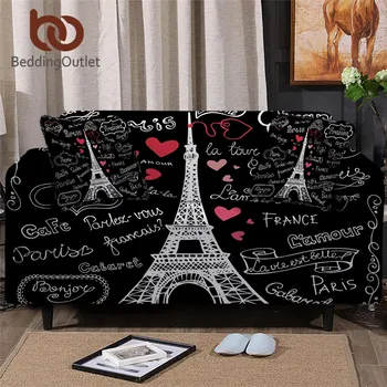

BeddingOutlet Paris Tower Sofa Cover France Stretch Slipcover Romantic Armchair Cover Letters Heart Couch Cover 1/2/3/4 Seater