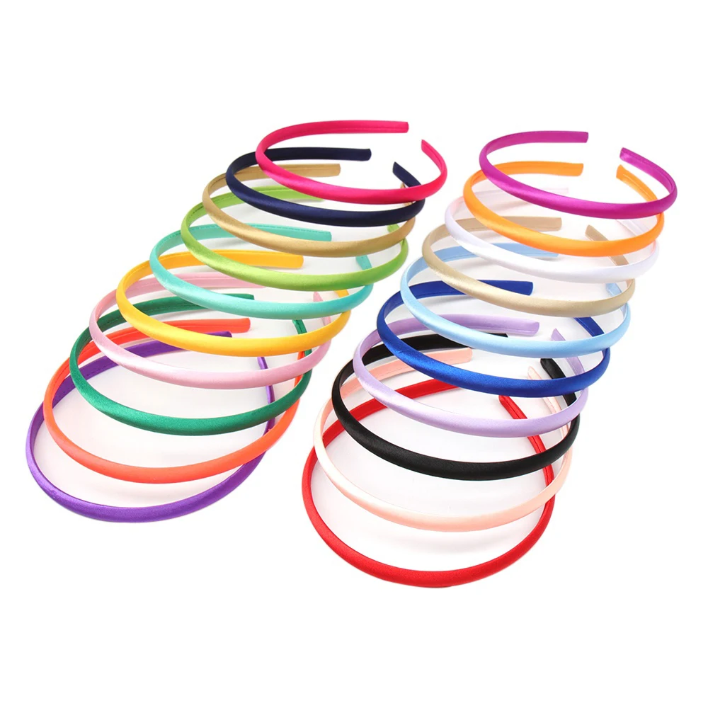 100pcs Mixed Color 100 шт./партия, одноцветные ленты для волос для девочек, атласные ленты для волос шириной 10 мм, резинки для волос яркого цвета, обруч, вечерние детские головные уборы - Цвет: 100pcs Mixed Color