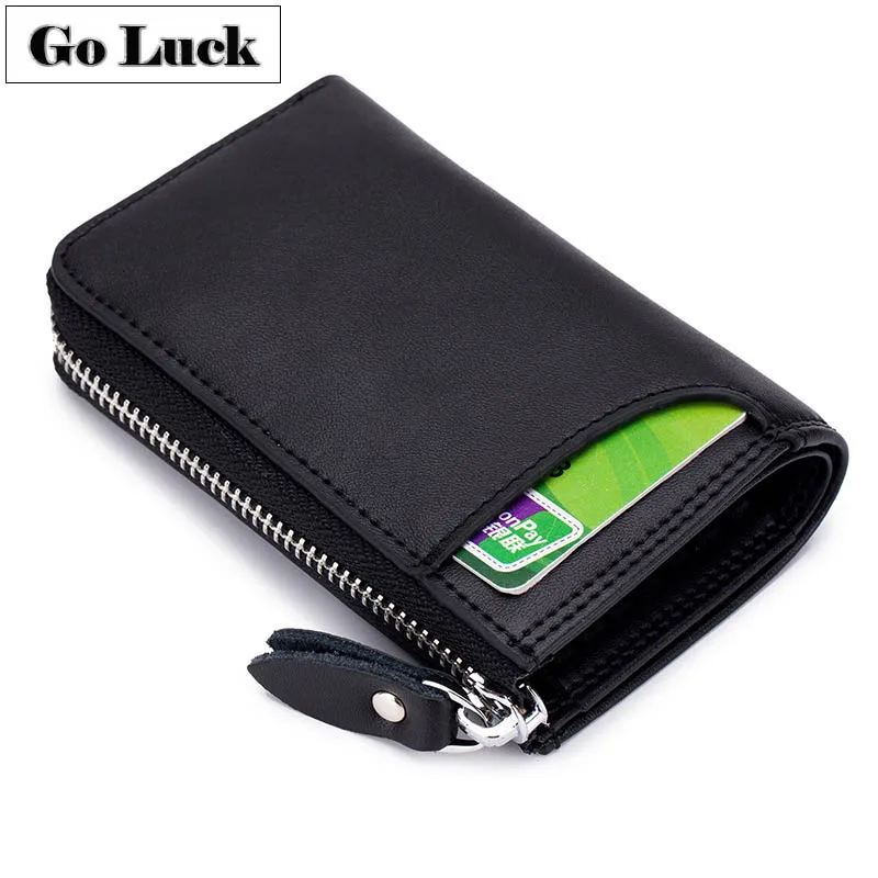 

GO-LUCK Brand New Genuine Leather Handhold Car Key Wallet Women Zipper Clutch Wallets Ladies Credit ID Card Case Purse