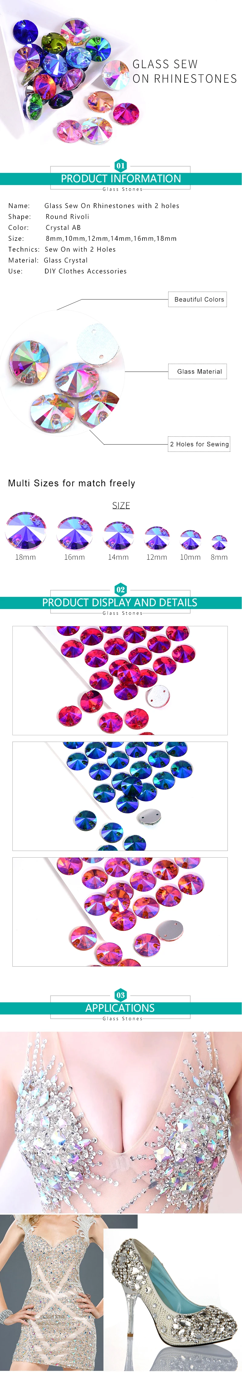 AAA Quality Round Rivoli Shape Sew On Rhinestones (2)