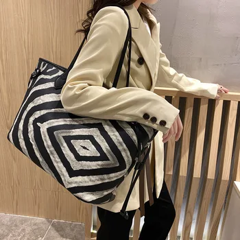 

Women A zebra grain Tote bags 2020 New Large Shopping bag Holiday Travel Printed Shoulder Bag Trends Lady Large capacity Handbag