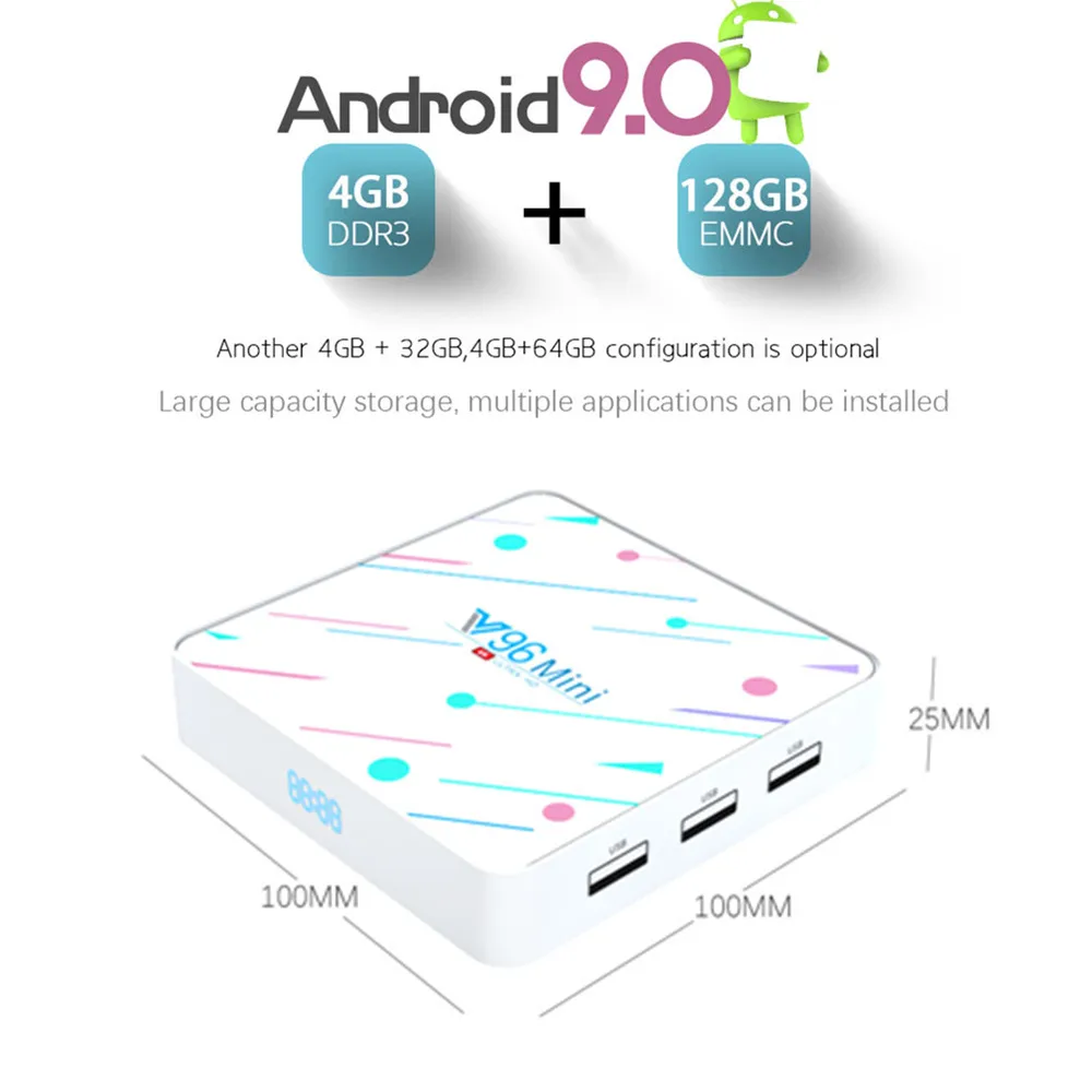 Vmade мини компьютерной приставки к телевизору Allwinner H6 Quad Core Android 9 0 4G + 128 ГБ UHD 6K H.265 WI